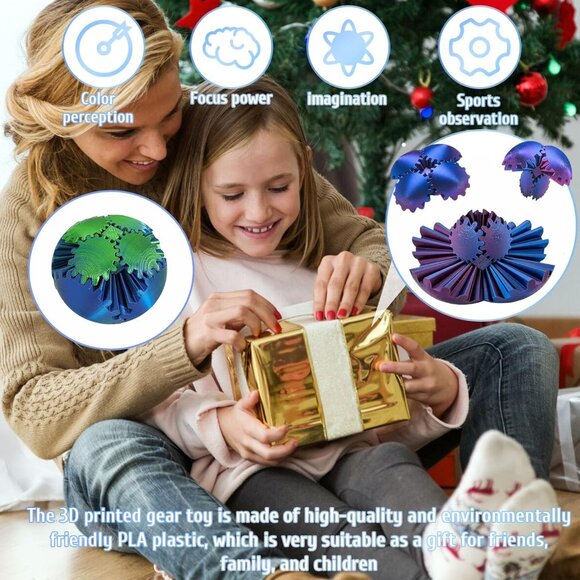 Sensory Toys 3D Printed Gear Ball Fidget Spinners Spin Ball(1 Set(Any Color)) - Picture 4 of 10